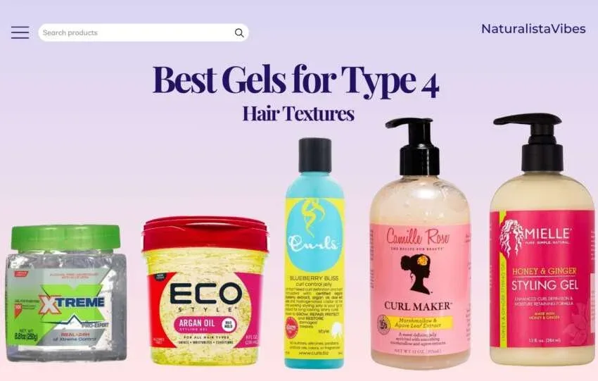 Selection of gels featured in our best gel for natural hair guide