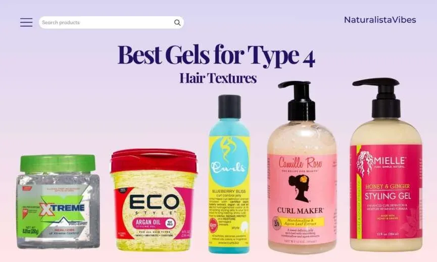 Selection of gels featured in our best gel for natural hair guide