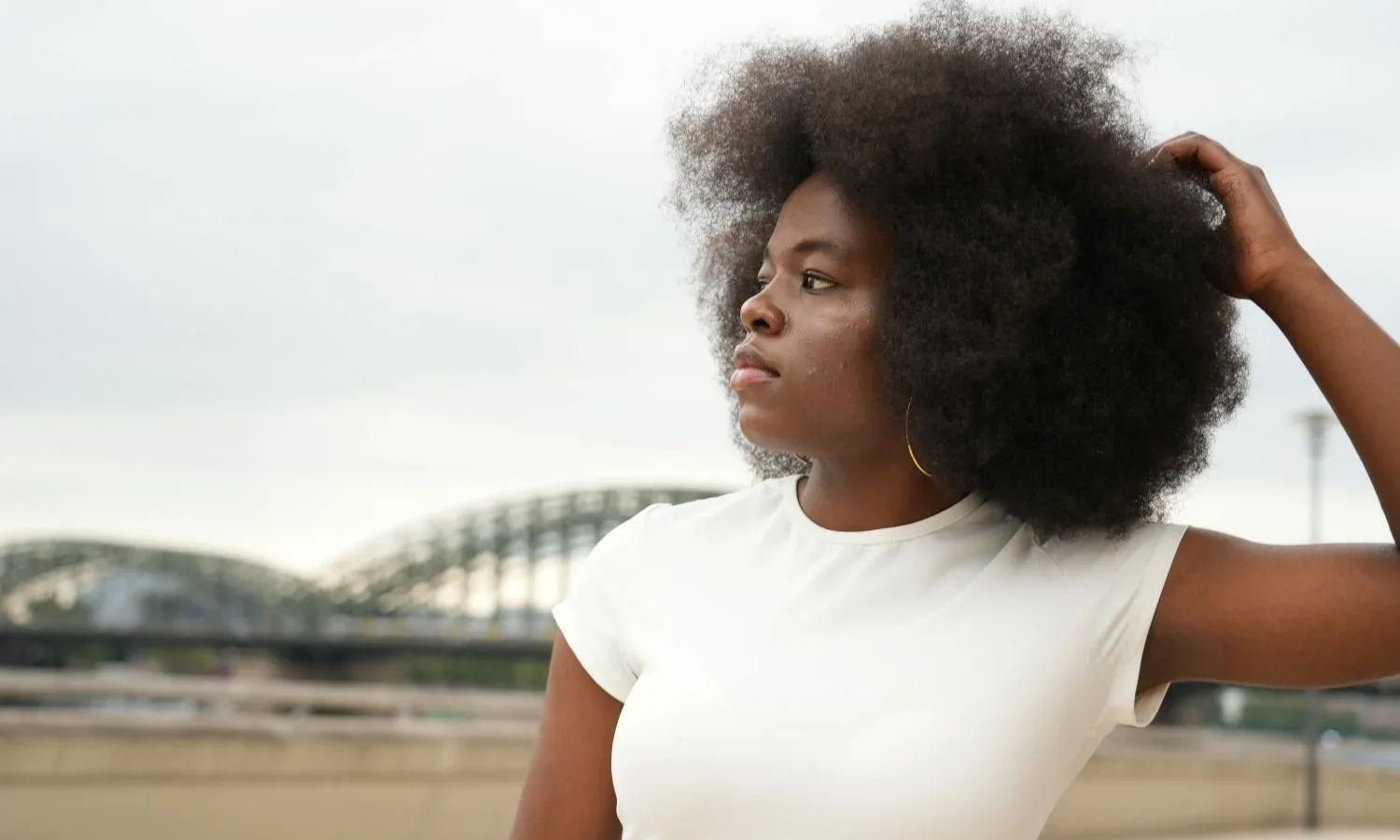 fine natural hair type 4 texture afro outdoors