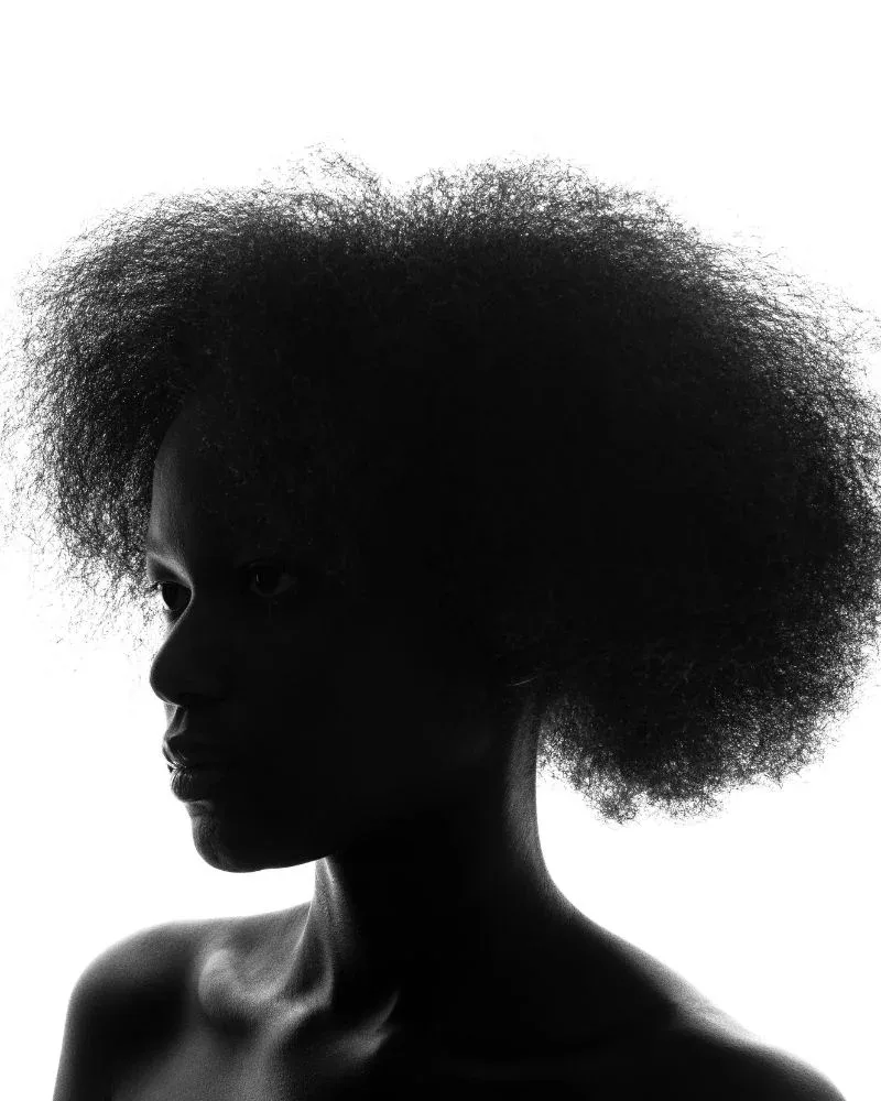 fine natural hair afro silhouette side profile