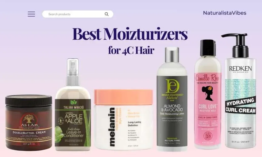 Five of the best moisturizers for 4C hair from As I Am, Melanin, Camille Rose, Taliah Waajid, Design Essentials and Redken