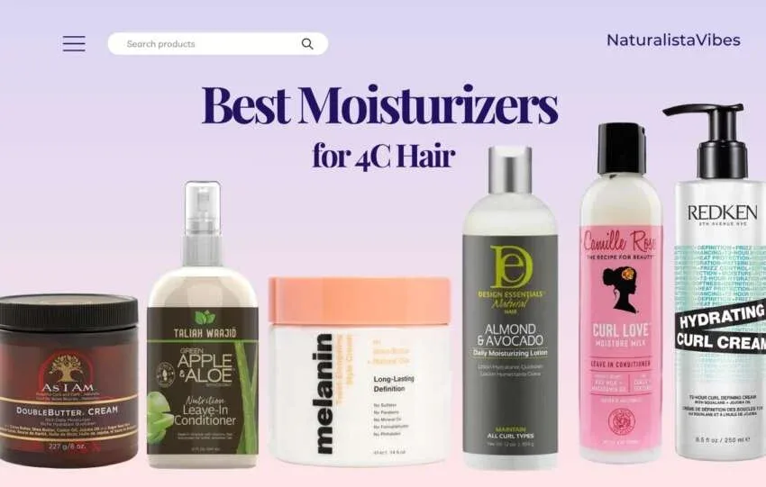 Five of the best moisturizers for 4C hair from As I Am, Melanin, Camille Rose, Taliah Waajid, Design Essentials and Redken